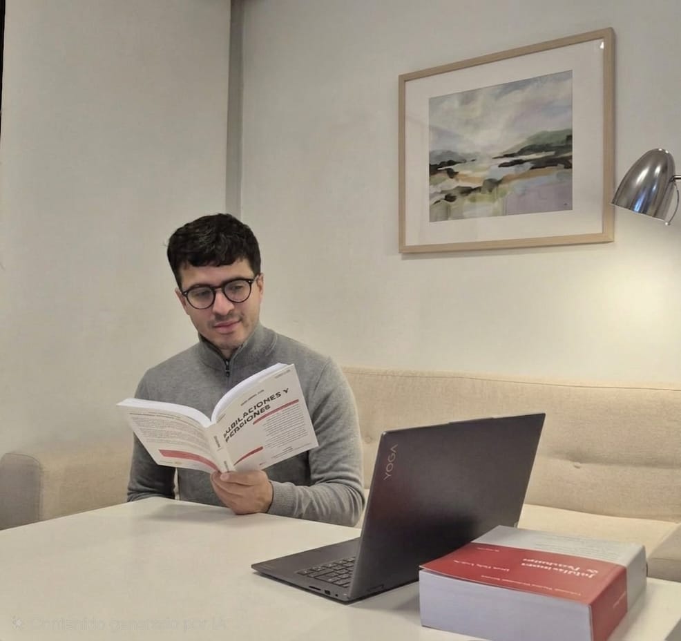 Maximiliano Bareiro estudiando un caso previsional docente